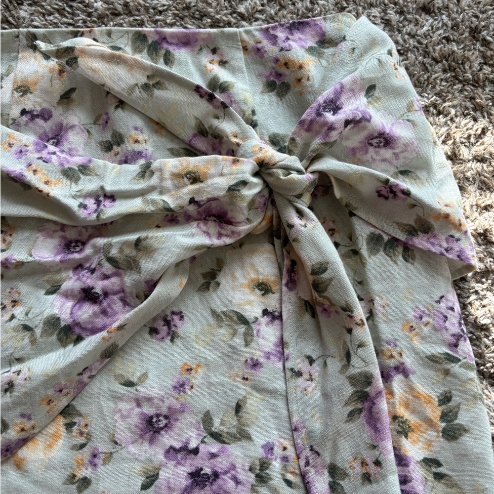 Miami Floral Mini Skirt - Purple and Green - Picture 2 of 5